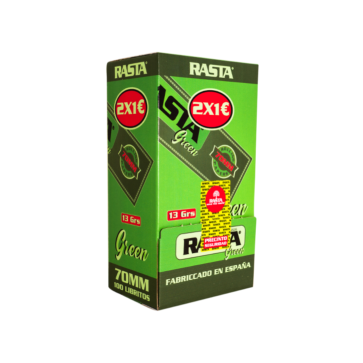 PAPEL 100 LIB. 2X1€ / 70MM VERDE 13 GRS. / EST: 100 UND / EMB: 9 EST,